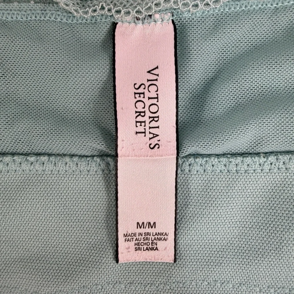 Victoria's‎ Secret M Medium Bralette Bra Light Blue Floral Lace Sheer Mesh Sexy